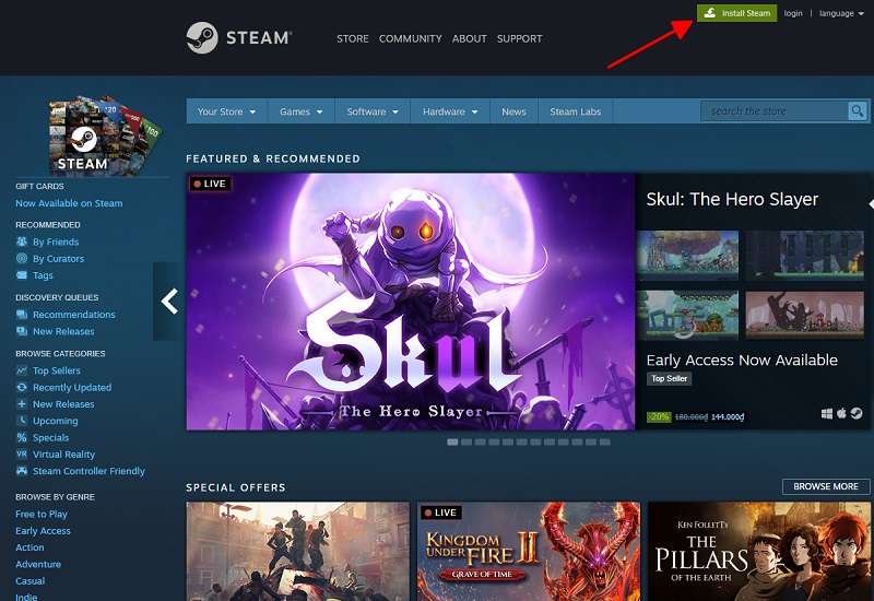 Khởi động lại Steam