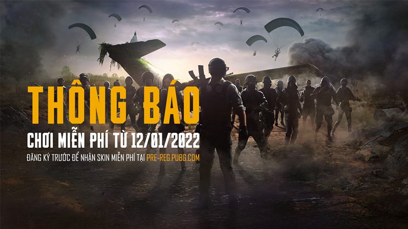 PUBG PC miễn phí từ ngày 12/1/2022